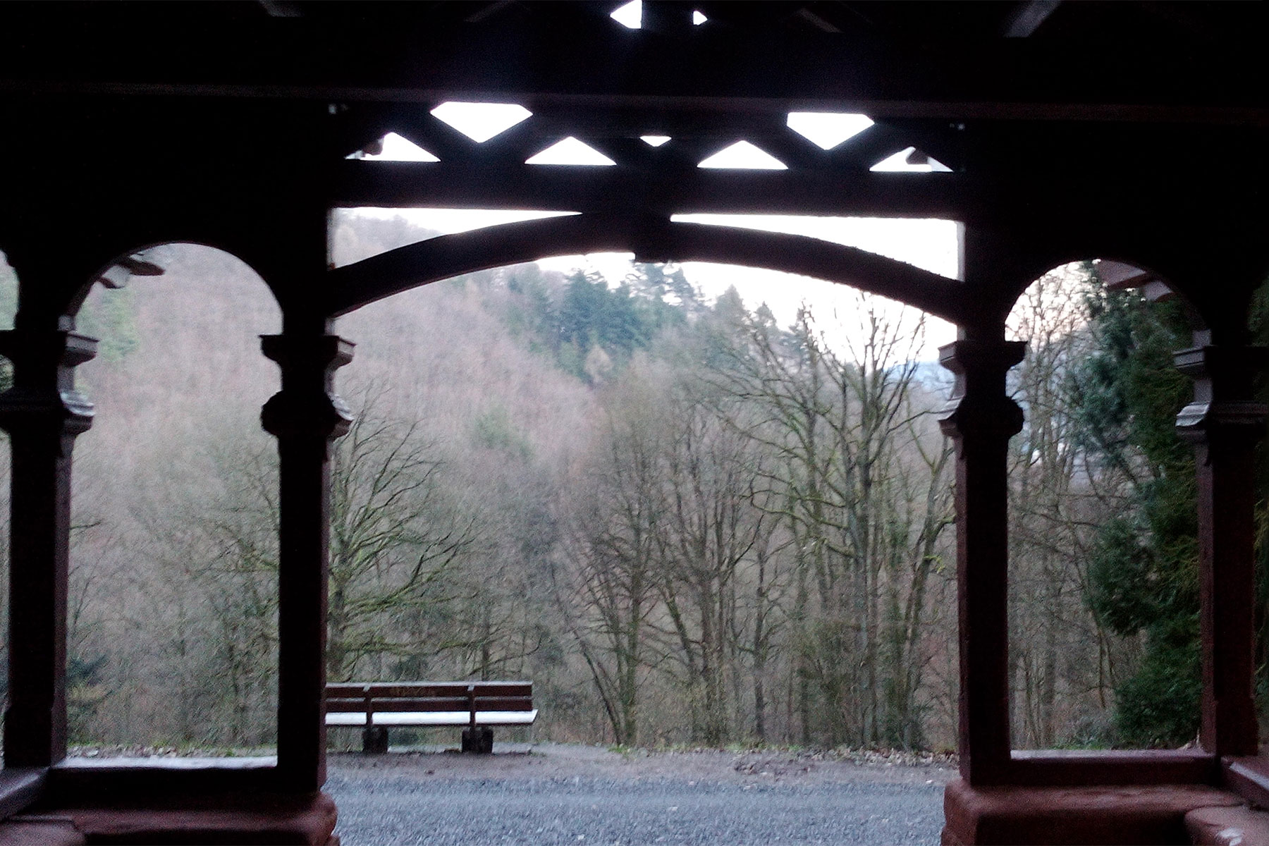 Odenwälder Hütte am Philosophenweg – Blick zur Engelswiese