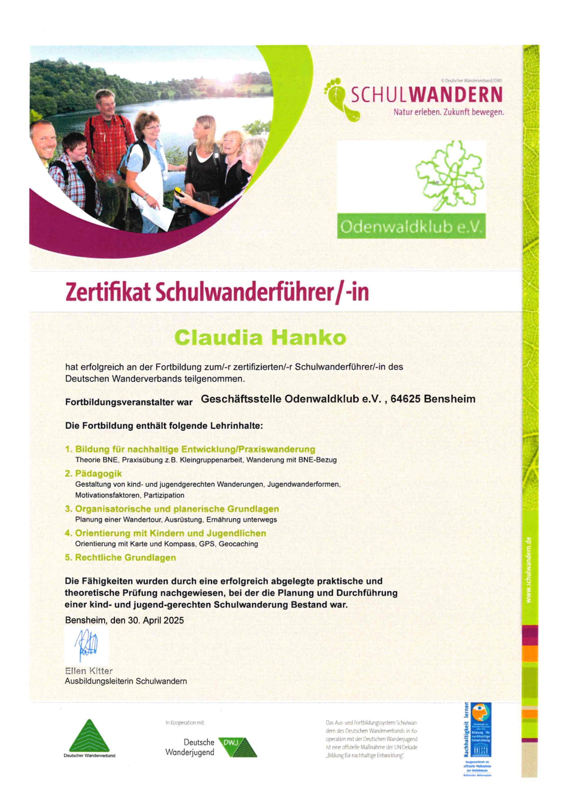 Schulwanderführerin_Zertifikat